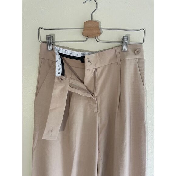 High Rise Women Size 6 Khaki Tan Wide Leg Dress Pants Office Academia Minimalist - Picture 2 of 6